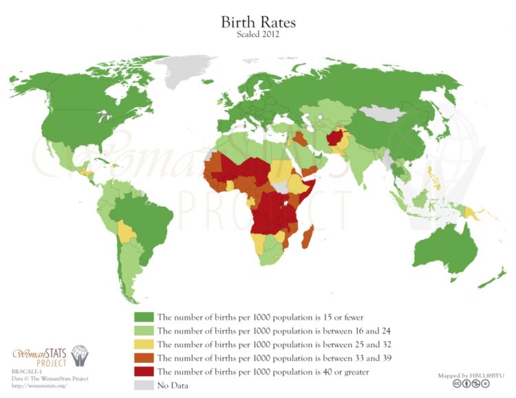 Tasa de natalidad. Fuente: Woman Stats