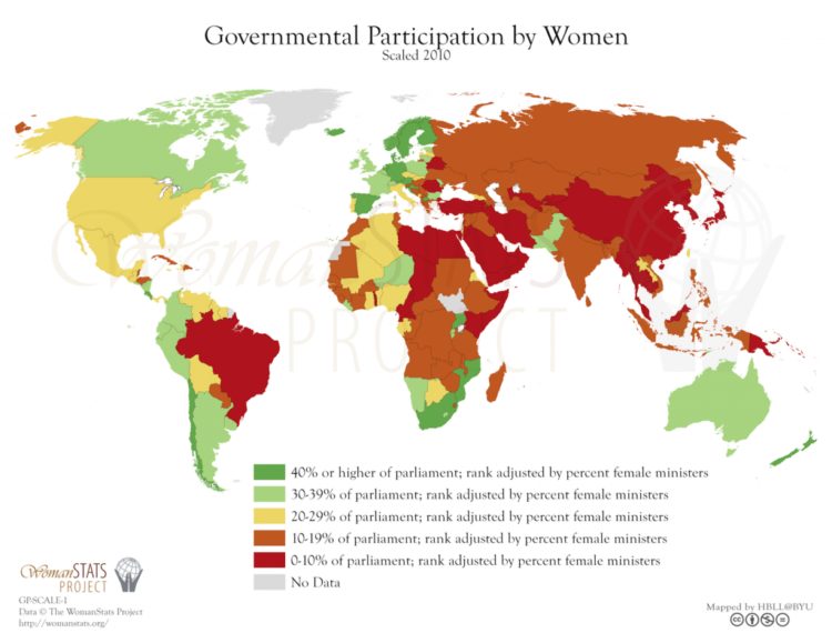 Participación de la mujer en el gobierno. Fuente: Woman Stats