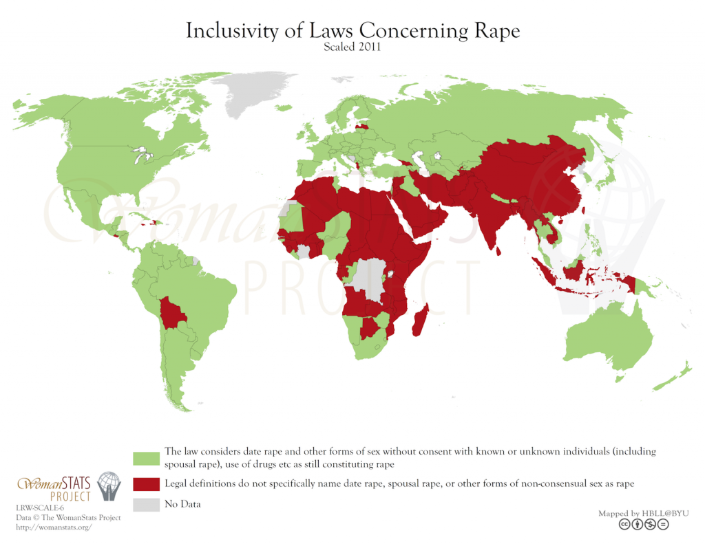 Inclusividad de la legislación en relación a la violación. Fuente: Woman Stats