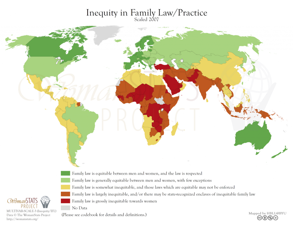 Desigualdad en el derecho de familia/práctica. Fuente: Woman Stats