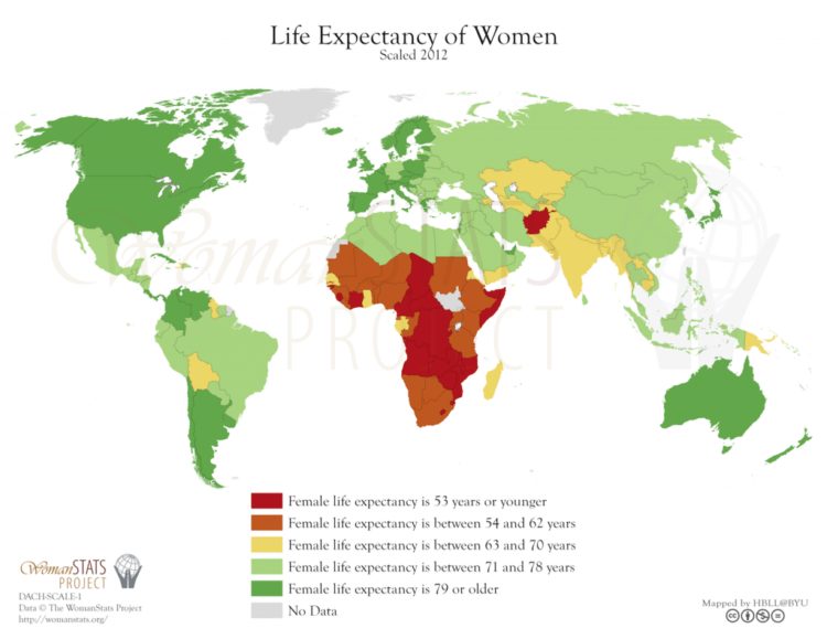 Esperanza de vida en mujeres. Fuente: Woman Stats