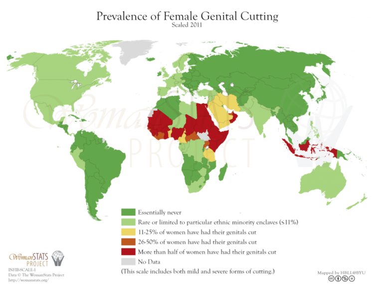 Prevalencia de la mutilación genital femenina. Fuente: Woman Stats