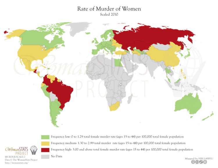 Tasa de asesinato de mujeres. Fuente: Woman Stats
