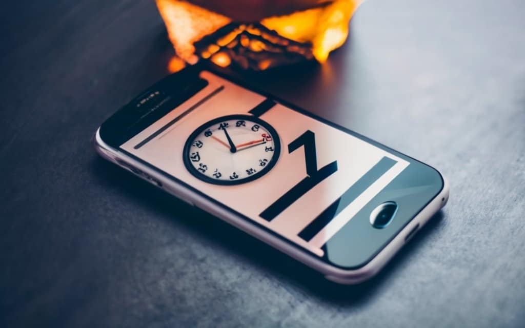 Hyperrealistic iPhone that shows a clock with the numbers "9:41" on its screen, photo


