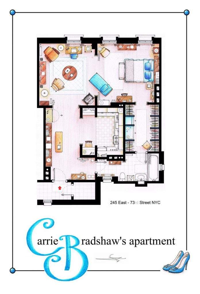 El apartamento de Carrie Bradshaw en la serie de televisión ” Sexo en Nueva York “