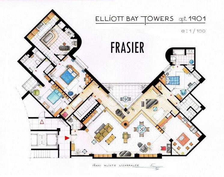 El apartamento del Dr. Frasier Crane en la serie de TV ” Frasier “