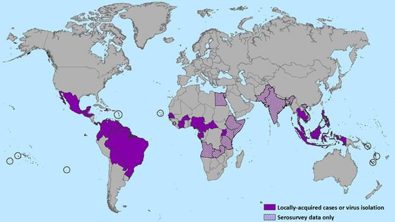 El mapa del zika elaborado por el CDC (Centers for Disease Control and Prevention) de EEUU 