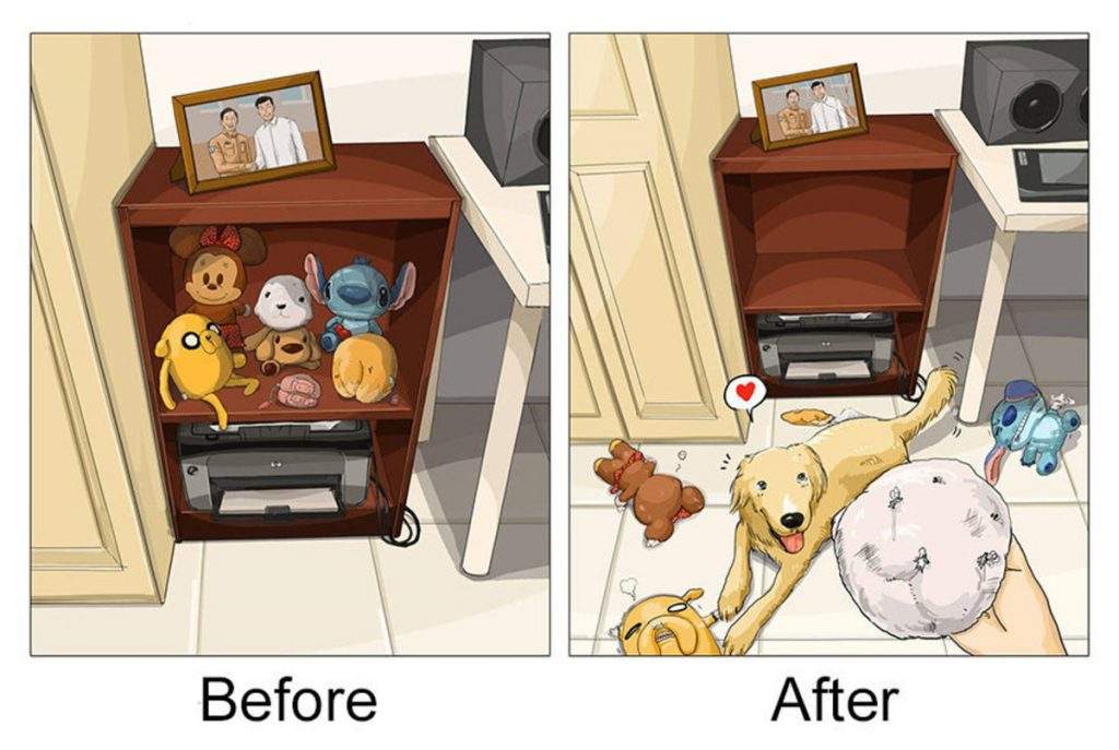 Las divertidas imágenes que demuestran el "antes" y "después" de tener una mascota en tu vida 5