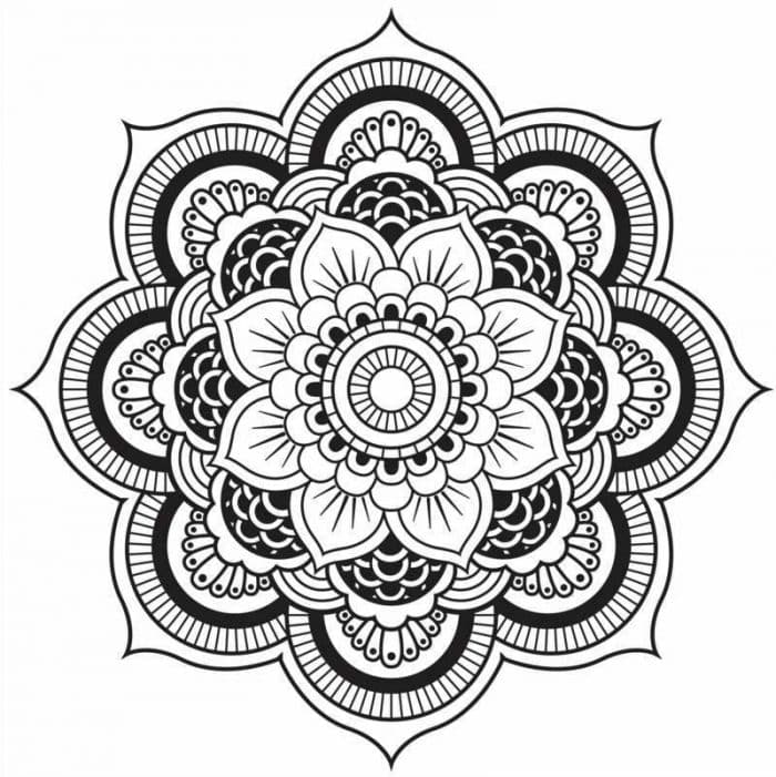 coloriage-imprimer-mandala-motifs-fleurs-feuilles-blanc-noir 1