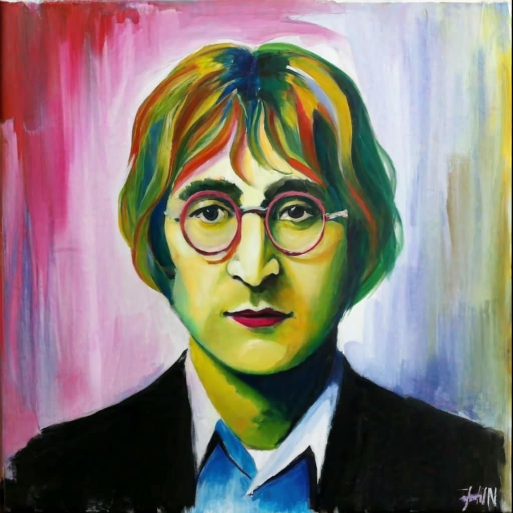 John Lennon tenía el cabello castaño claro y ondulado, que a lo largo de su carrera musical varió en longitud, desde corto hasta largo y despeinado.

