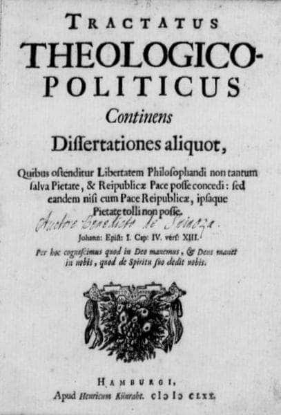 Portada del tratado teologico y politico de Spinoza