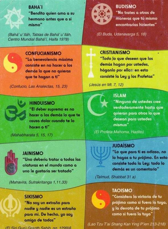 infografia de la regla de oro de las religiones