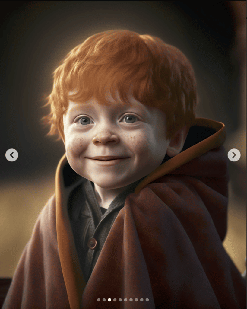 Personajes de la saga Harry Potter recreados como bebés y ancianos según la IA 13