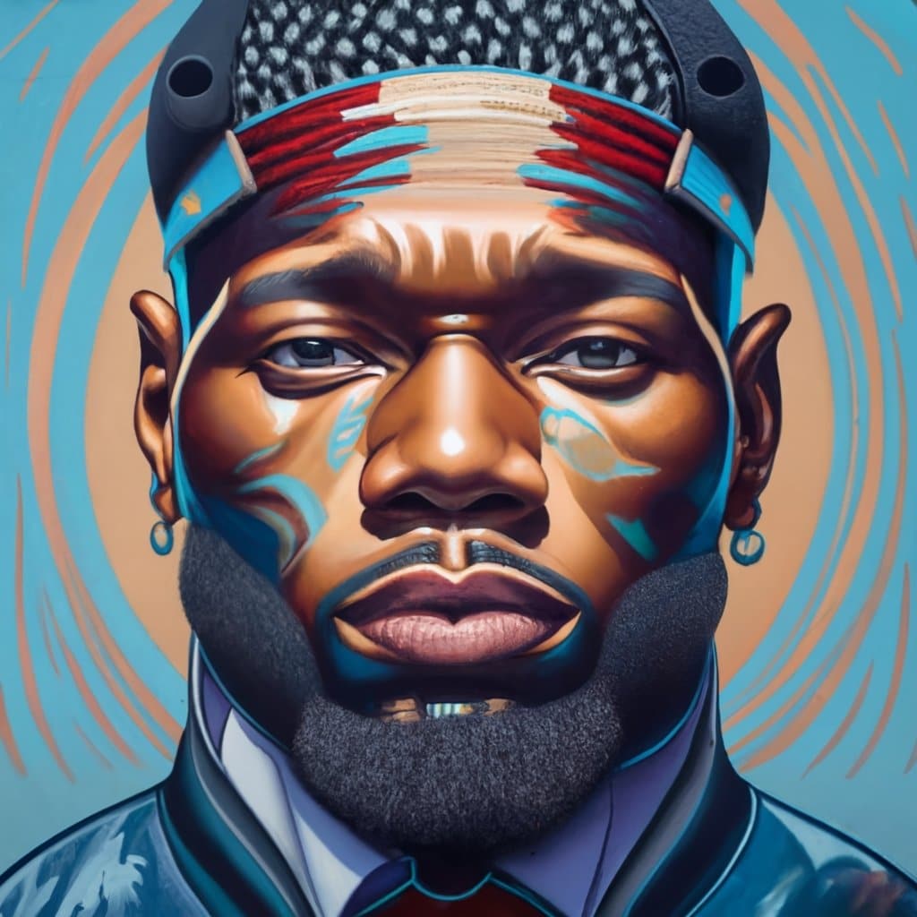 hyperrealistic portrait of rapper Curtis Jackson, known as 50th