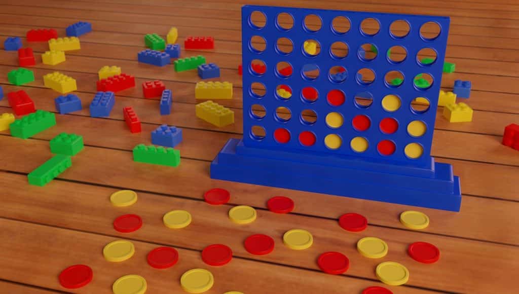 El Conecta 4 es otro juego muy conocido constituido por un molde con agujeros y fichas de dos colores.