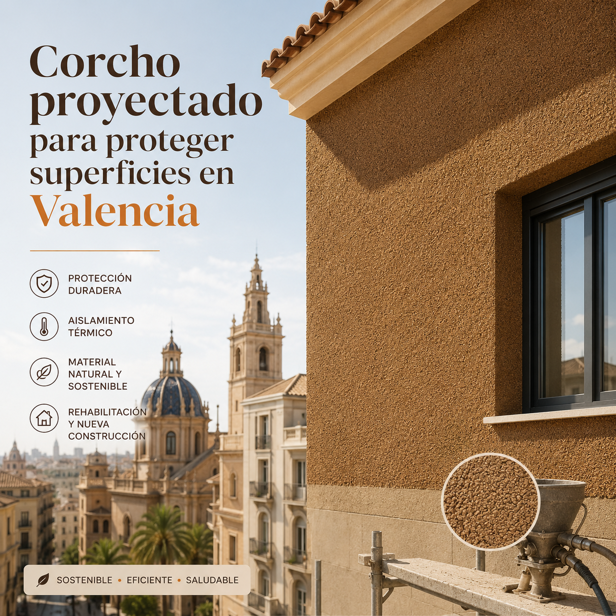 Corcho proyectado en Valencia para proteger superficies