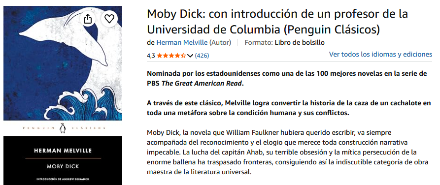 ¿Ideas de regalo? 40 libros que te recomendaría Patti Smith 5 Moby Dick (Herman Melville, 1851)